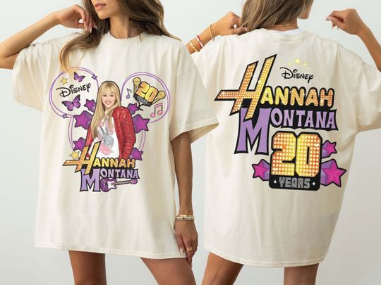 Discover 2-Sided Hannah Montana 20Th Anniversary Shirt, Disney Hannah Montana Tee, Disney Channel Pop Star Tee, Magic Kingdom, Disneyland Family Trip