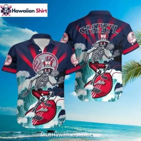 Discover Skeleton NY Baseball Team Yankeess Aloha Shirt