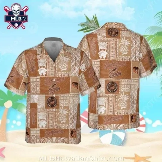 Discover Baltimore Baseball Team Orioless Vintage Polynesian Pattern Baseball Hawaiian Sh