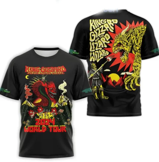 Discover King Gizzard and The Lizard Wizard 2024 World Tour 3D T-Shirt