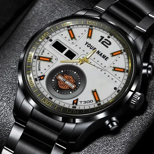 Discover Personalized Harley Motor Racing Davidsonn Black Stainless Steel Watch For Men