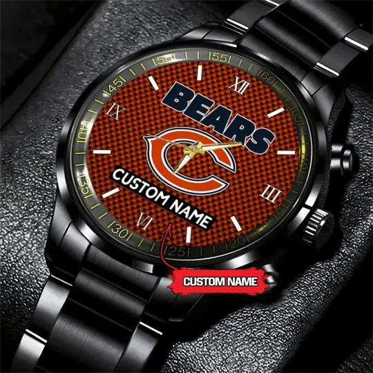 Discover Personalized Chicago Football Team Bearss Black Stainless Steel Watch For Men