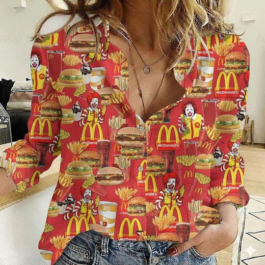 Discover Women's McDonald's Fast Food Blouse Shirt, McDonald's Fan Gifts, Summer Food Merch Shirt