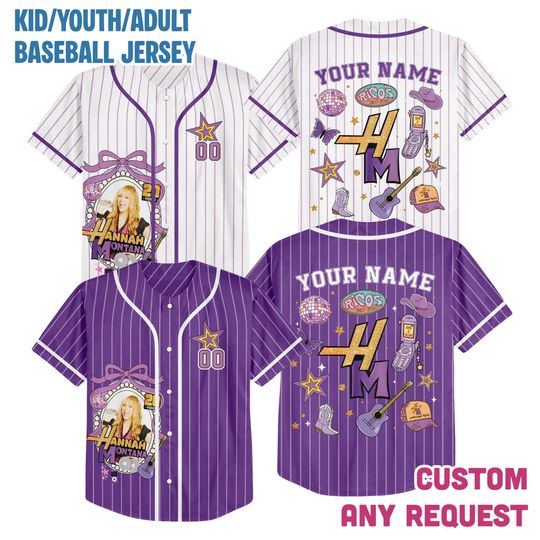 Hannah Montana 20Th Anniversary Baseball Jersey, Disney Hannah Montana Jersey, Disney Channel Pop Star Jersey