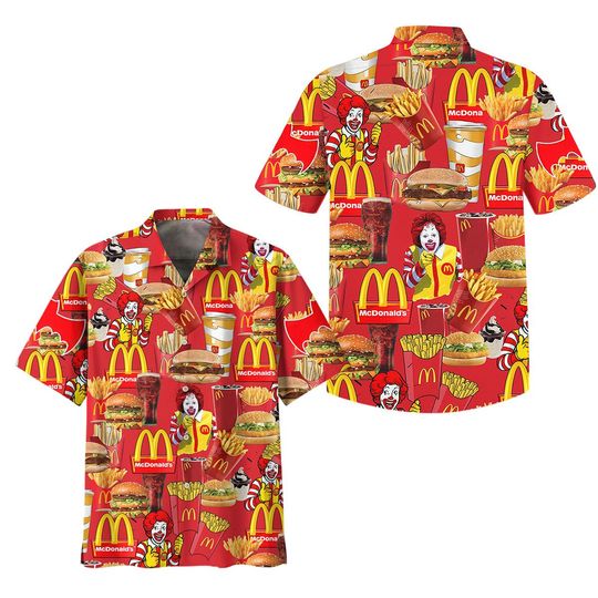 Discover Mcdonald's Fast Food Hawaii Shirt, Fast Food Hawaiian Shirt, McDonald's Fan Gifts, McDonald's Merch Shirt, Summer Food Aloha Shirt
