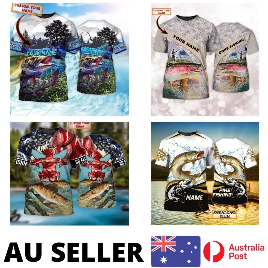 Discover Fishing Shirt Camoflage Scales Custom Name Pike Fish Bass - AU Stock