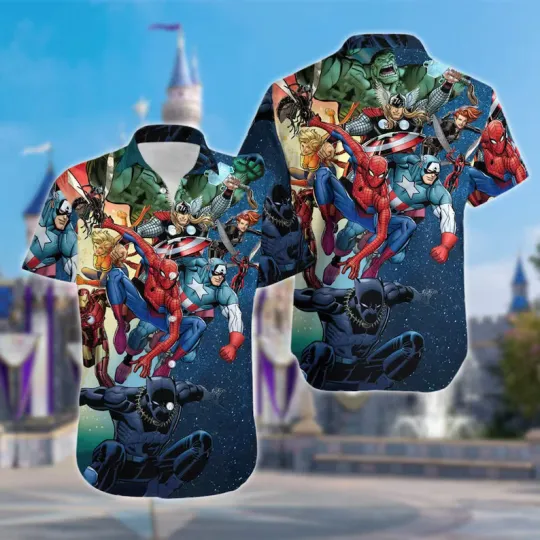 Discover Disney  Superhero Team Button-Down Hawaiian Shirt 2026