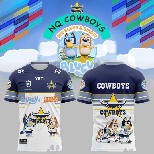 Discover North Queensland Cowboys x BlueyDad and Bingo 2026  T-Shirt