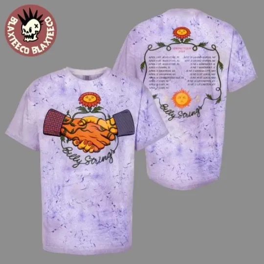 Discover Billy Strings 2025 Spring Tour Merch Handshake Tee with Dates By Pedro Correa Pu