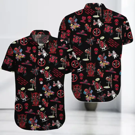 Discover Disney Deadpool Cartoon Deadpool Hawaiian Button Shirt