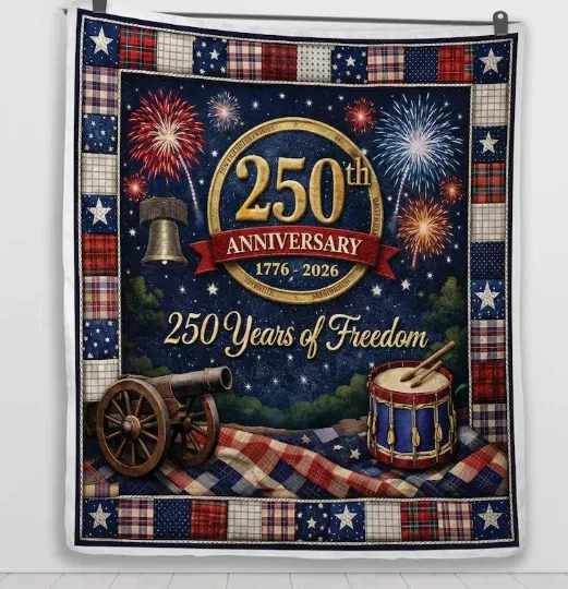 Discover 250th Anniversary Patriotic Freedom Blanket 1776 2026 America Gift