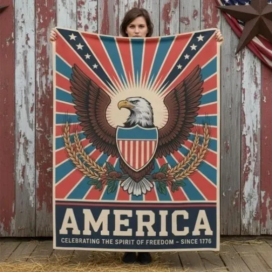 Discover Patriotic Blanket Celebrating USA 250th Anniversary Gift 4th July America