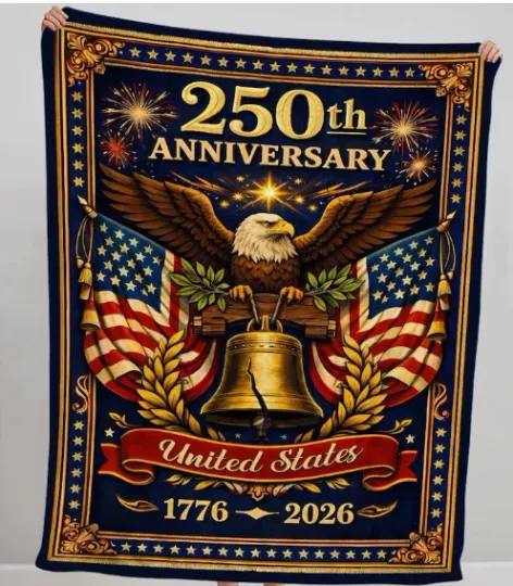 Discover Patriotic Eagle Bell 1776-2026 250th Anniversary Blanket 4th July Gift Home