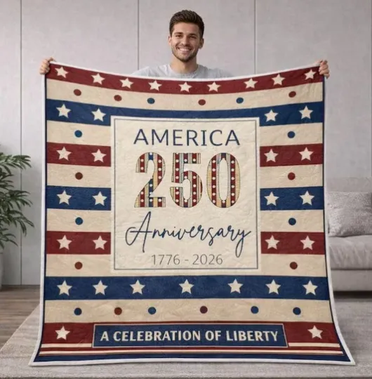 Discover Patriotic US 250th Anniversary Throw Blanket 1776 2026 Independence Day Gift