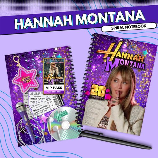 Discover Hannah Montana 20th Anniversary Spiral Notebook - Miley Cyrus, Nostalgic Gift for Millennials, 2000s Y2K Throwback