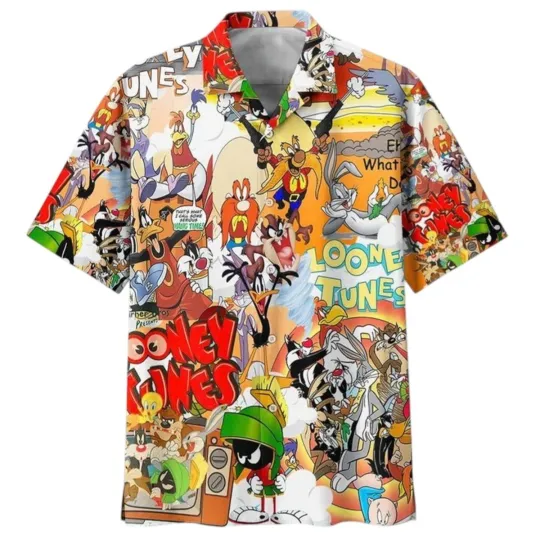 Discover Looney Tunes Hawaiian Shirt with Bugs Bunny, Daffy Duck, Tweety, Sylvester