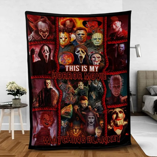 Discover This Is My Horror Movie Watching Woven Blanket Halloween Gift