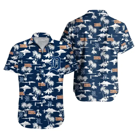 Discover Detroit Baseball Team Tigerss Hawaiian Button Down Shirt Unisex Adults S-5XL