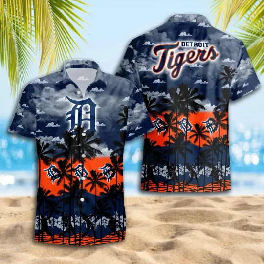 Discover Detroit Baseball Team Tigerss Hawaiian Button Down Shirt Unisex Adults S-5XL