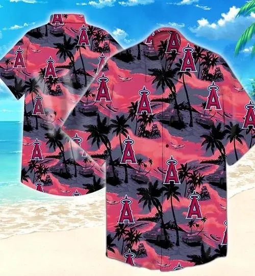 Discover Los Angeles Baseball Team Angelss Hawaiian Button Down Shirt Unisex Adults S-5XL