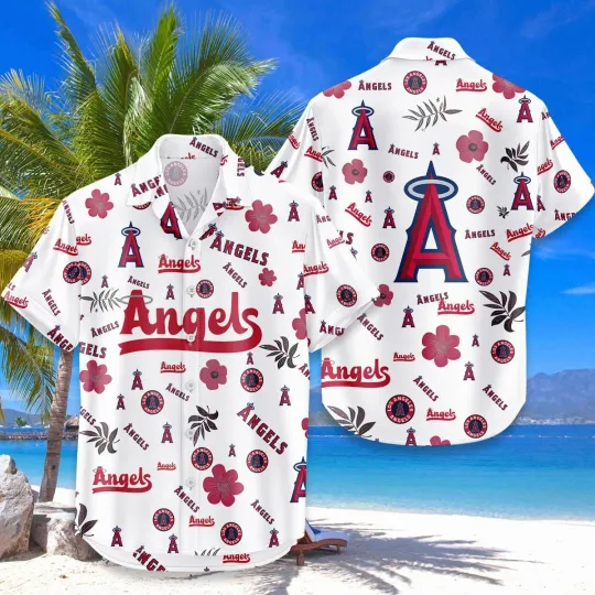 Discover Los Angeles Baseball Team Angelss Hawaiian Button Down Shirt Unisex Adults S-5XL