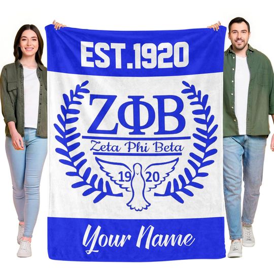 Personalized Zeta Phi Beta Blanket | Custom Name Soft |  Sorority Gift