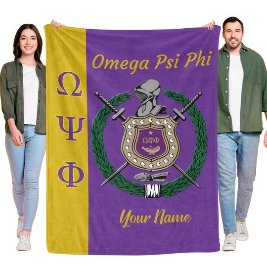 Personalized Omega Psi Phi Blanket | Custom Name |  Fraternity Gift