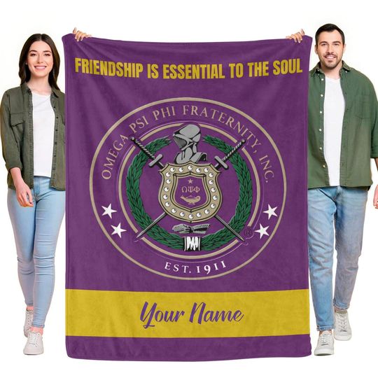 Personalized Omega Psi Phi Blanket | Custom Name Soft |  Fraternity Gift