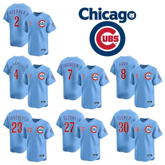Discover Men's Cubs Light Blue Alternate Limited Player Jersey Stitched Baseball Jersey