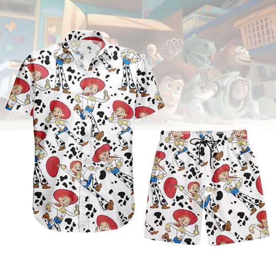 Discover Toy Story Cowgirl Hawaiian Shirt, Disney Button Shirt, Toy Story Jessie Shorts, Beach Outfit, Matching Disney Trip Outfit