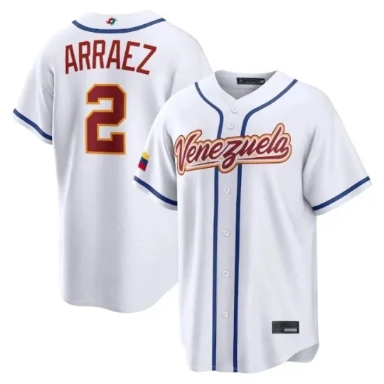 Discover Men's Venezue Luis Arraez White 2026 World Baseball Stitched Jersey