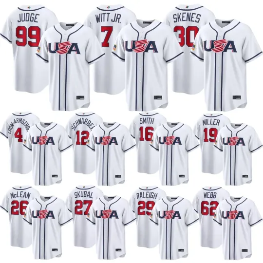 Discover New Men's/Youth USA Baseball White 2026 World Baseball Player Printed Jersey
