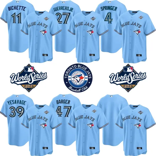 Discover Men's Blue Jayss Powder Blue 2025 World Series Home Printed Player Jersey