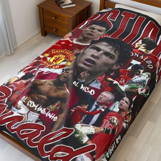 Ronaldo Soccer Star Collage Velveteen Plush Blanket | Football Player Montage