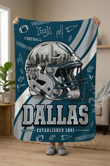 Dallas Football Blanket, Dallas Cowboys Throw, Football Fan Gifts, football Team Decor