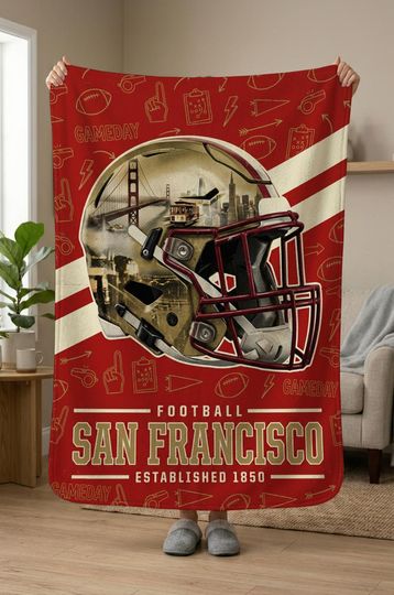 San Francisco Football Blanket, San Francisco 49ers Throw, Football Fan Gifts, football Team Gift