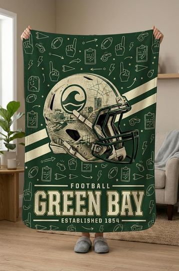 Discover Green Bay Football Blanket, Green Bay Packers Throw, Football Fan Gifts, football Team Gift