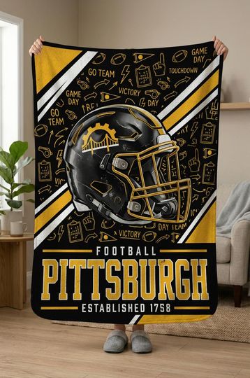 Discover Pittsburgh Football Blanket, Pittsburgh Panthers Throw, Football Fan Gifts, football Team Decor