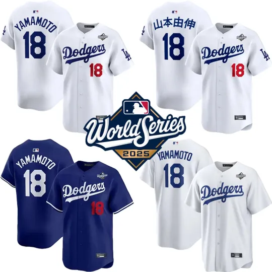Discover Yoshinobu Yamamoto #18 Dodgerss 2025 World Series Home Printed Player Jersey