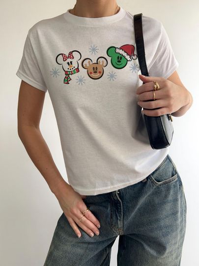 Discover Santa Mouse Baby Tee, Disney minnie, Mickey Mouse Friends Bow Youth Tee, Cute y2k Santa, Christmas gift, Xmas Pajama tee, Retro