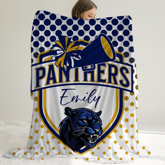 Discover Personalized Panthers Cheer Stadium Blanket, Fleece Blanket for Cheerleader, Senior Night Gift for Cheer Squad