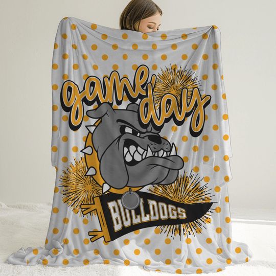 Discover Bulldogs Mascot Game Day Football Stadium Blanket, Fleece Blanket for Sports Moms, Sports Fan Fleece Blanket for Baseball Games