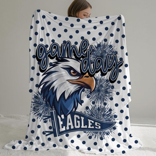 Discover Game Day Stadium Blanket for Football Games, Eagles Mascot Fleece Blanket for Sports Moms, Sports Fan Fleece Blanket for Baseball Games