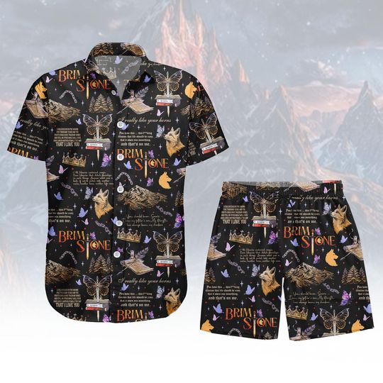 Discover Brimstone Hawaiian Shirt, Fae Fox Button Shirt, Fantasy Men Shorts, Vacation Outfit, Men Swimwear, Gift For Him