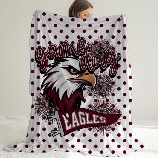 Discover Eagles Game Day Stadium Blanket for Football Games, Eagles Mascot Fleece Blanket for Sports Moms, Sports Fan Fleece Throw for Baseball Games