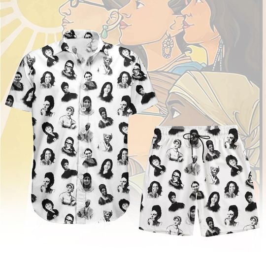 Discover Historical Figure Hawaiian Shirt, Women Empowerment Button Shirt, Iconic Female Portrait Shorts, Mother's Day Outfit, Gift For Mom's Da