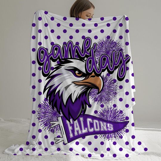 Falcons Mascot Fleece Stadium Blanket: Game Day Sports Fan Blanket