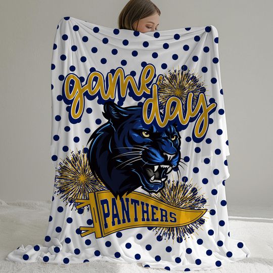 Discover Game Day Stadium Blanket for Football Games, Panthers Mascot Fleece Blanket for Sports Moms, Sports Fan Fleece Blanket for Baseball Games