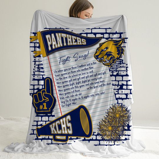 Knox Central Panthers Mascot Fight Song Velveteen Fleece Blanket for Game Day, Stadium Blanket for Sports Moms, Cheer Throw, Alumni Blanket