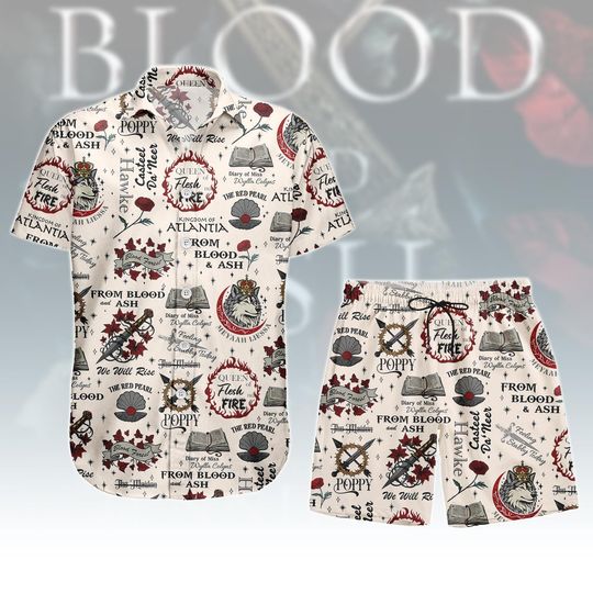 Discover From Blood & Ash Hawaiian Shirt, Fantasy Button Shirt, Book Quote Men Shorts, Vacation Outfit, Gift For Him